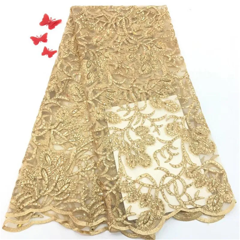 2019 French Embroidered Mesh Lace Fabric Gold Color African Lace Fabric High Quality Guipure Lace For Nigeria Lace Wedding
2019 French Embroidered Mesh Lace Fabric Gold Color African Lace Fabric High Quality Guipure Lace For Nigeria Lace Wedding