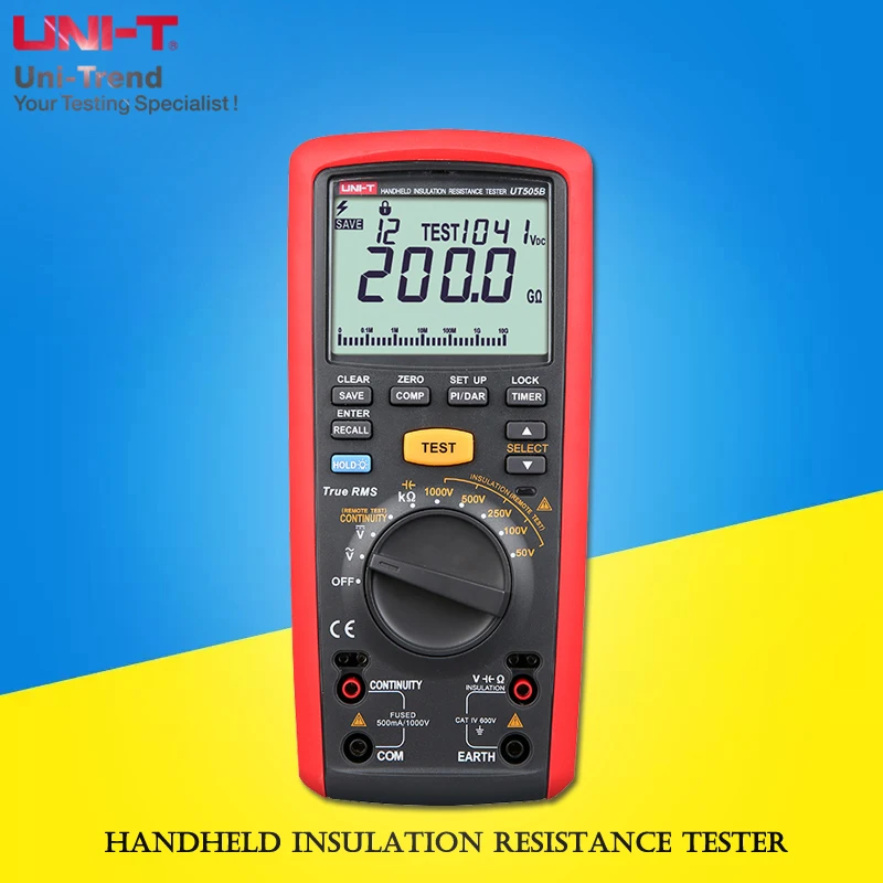 

UNI-T UT505B Handheld Insulation Resistance Tester; 1000V digital megger / true RMS / Analog bar graph