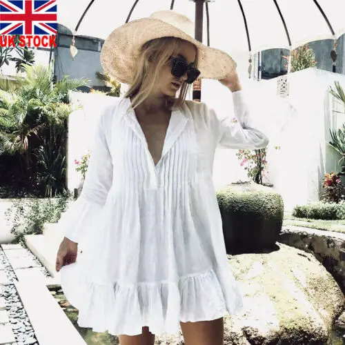 Summer Women Cover Up Swimwear Summer Beach Wear Loose V Neck Solid White Blouse Shirt Dress comfortable cotton dress
Summer Women Cover Up Swimwear Summer Beach Wear Loose V Neck Solid White Blouse Shirt Dress comfortable cotton dress