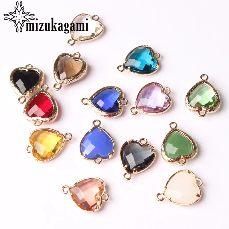 Glass Charms Copper Double Hole Connectors Glass Heart Stone Charms Pendant 12pcs/lot 13*18mm For DIY Jewelry Making Accessories
Glass Charms Copper Double Hole Connectors Glass Heart Stone Charms Pendant 12pcs/lot 13*18mm For DIY Jewelry Making Accessories