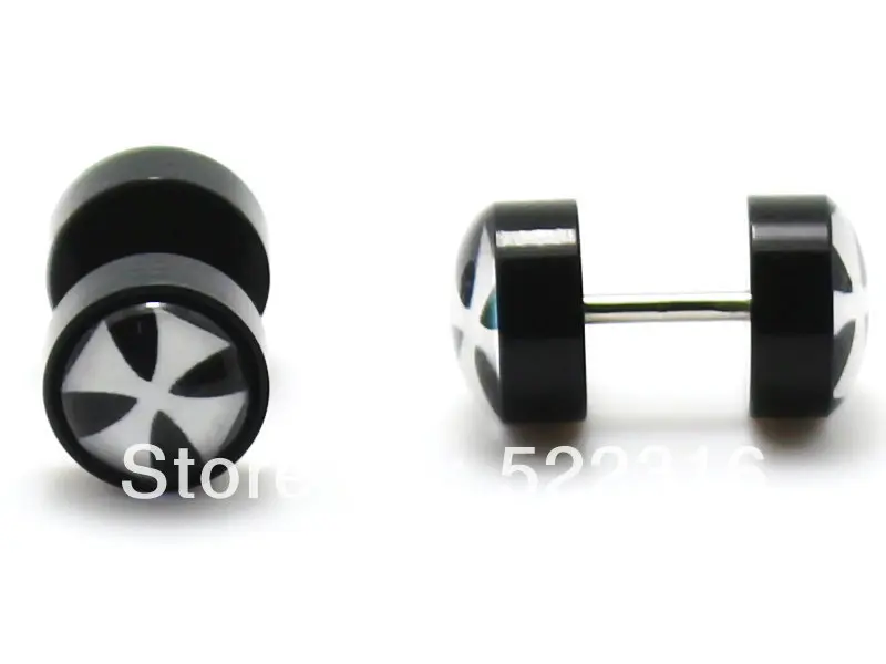 free shipping piercing body jewelry wholesale 8mm black acrylic white cross logo picture fake earrings ear plug cheaters
free shipping piercing body jewelry wholesale 8mm black acrylic white cross logo picture fake earrings ear plug cheaters