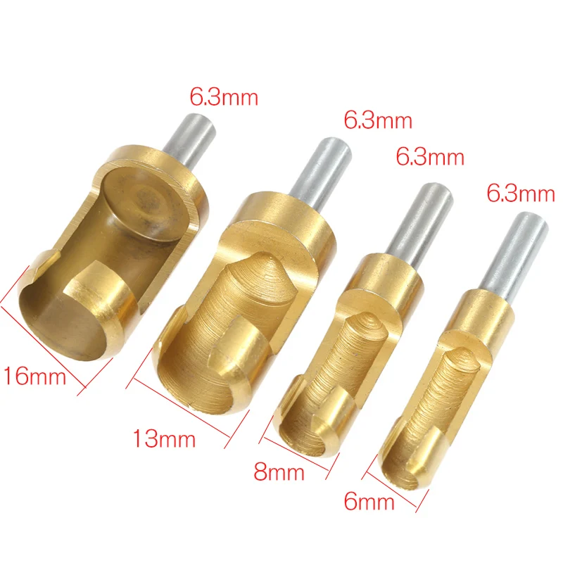 4pcs Wood Plug Cutter Cutting Tool Drill Bit Set Straight and Tapered Taper 5/8" 1/2" 3/8" 1/4" Woodworking Cork Drill Bit Knife
4pcs Wood Plug Cutter Cutting Tool Drill Bit Set Straight and Tapered Taper 5/8" 1/2" 3/8" 1/4" Woodworking Cork Drill Bit Knife