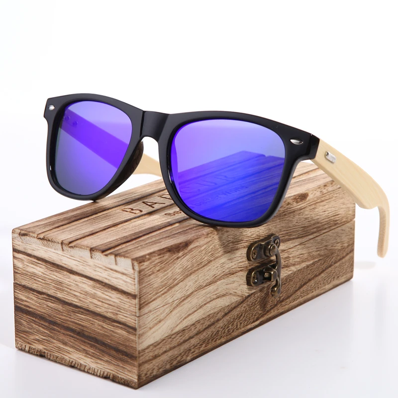 BARCUR Pink Sunglasses Bamboo Wooden Frame Sunglasses