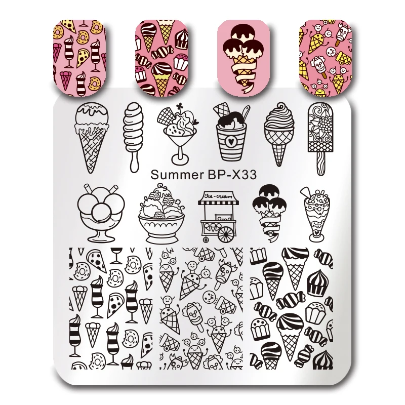 BORN PRETTY Nail Art Stamping Template Square Stamp Plate Summer Icecream 6*6cm Manicure Nail Art Image Plate BP-X33
BORN PRETTY Nail Art Stamping Template Square Stamp Plate Summer Icecream 6*6cm Manicure Nail Art Image Plate BP-X33