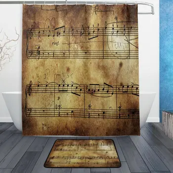 Music Note Shower Curtain and Mat Set, Vintage Music Sheet Waterproof Fabric Bathroom Curtain
Music Note Shower Curtain and Mat Set, Vintage Music Sheet Waterproof Fabric Bathroom Curtain