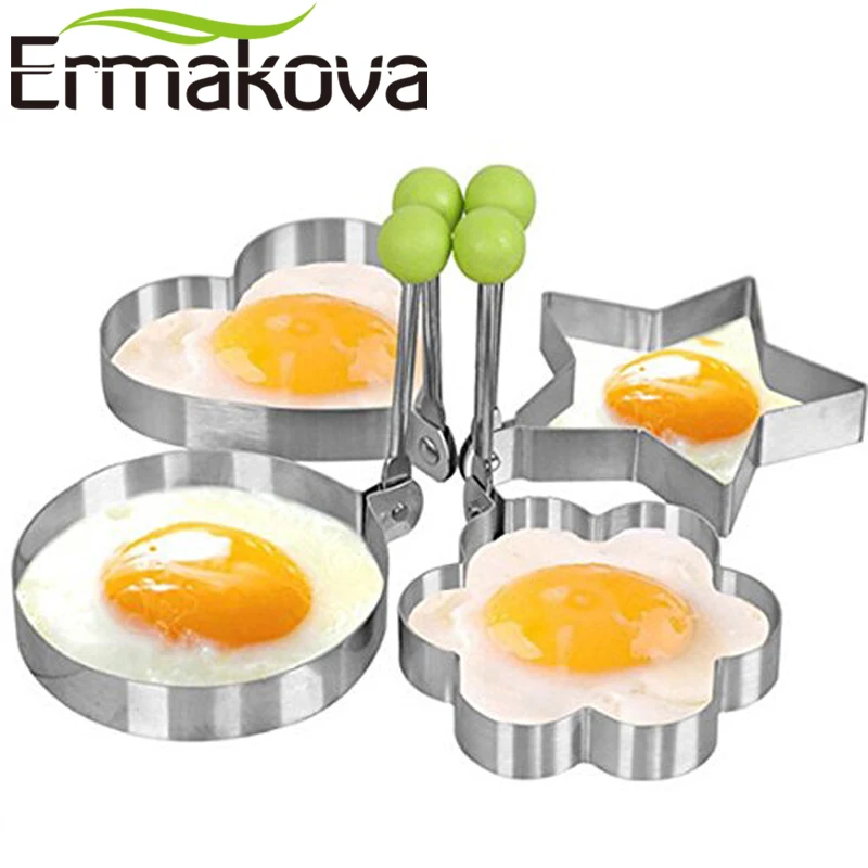 ERMAKOVA Egg Pancake Ring Egg Mold 4 Pcs/Set Stainless Steel DIY Fried Pancake Mold Rings Egg Mold with Handle (Green Color) 
ERMAKOVA Egg Pancake Ring Egg Mold 4 Pcs/Set Stainless Steel DIY Fried Pancake Mold Rings Egg Mold with Handle (Green Color)