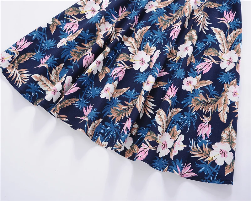 Kostlish Floral Print Summer Dress Women Sleeveless 50s Tunic Vintage Dress With Belt 2017 Elegant Swing Party Dresses Sundress (37)