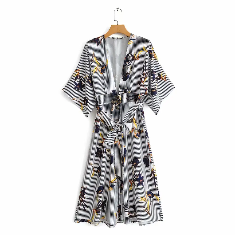 2019 women fashion short sleeve floral print casual slim striped dress female sexy deep v neck sashes vestidos chic dress DS1887
2019 women fashion short sleeve floral print casual slim striped dress female sexy deep v neck sashes vestidos chic dress DS1887