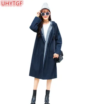 UHYTGF Trench Denim Coat Women's Long Coat Plus size Bust 124CM Spring Autumn Loose Hooded Windbreaker Coats Single-breasted 87
UHYTGF Trench Denim Coat Women's Long Coat Plus size Bust 124CM Spring Autumn Loose Hooded Windbreaker Coats Single-breasted 87