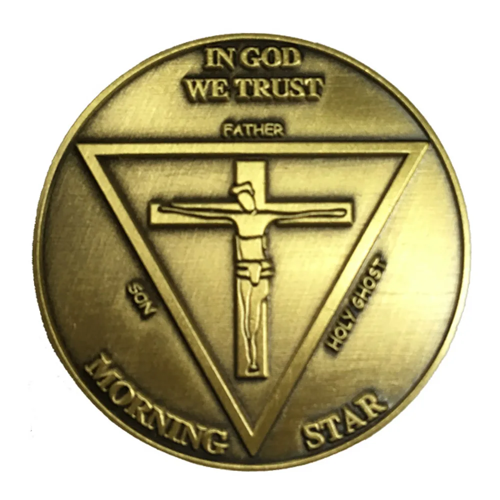 hot sales jesus cross coins custom plating old gold Coin High quality Custom made metal in god morning star coin
hot sales jesus cross coins custom plating old gold Coin High quality Custom made metal in god morning star coin