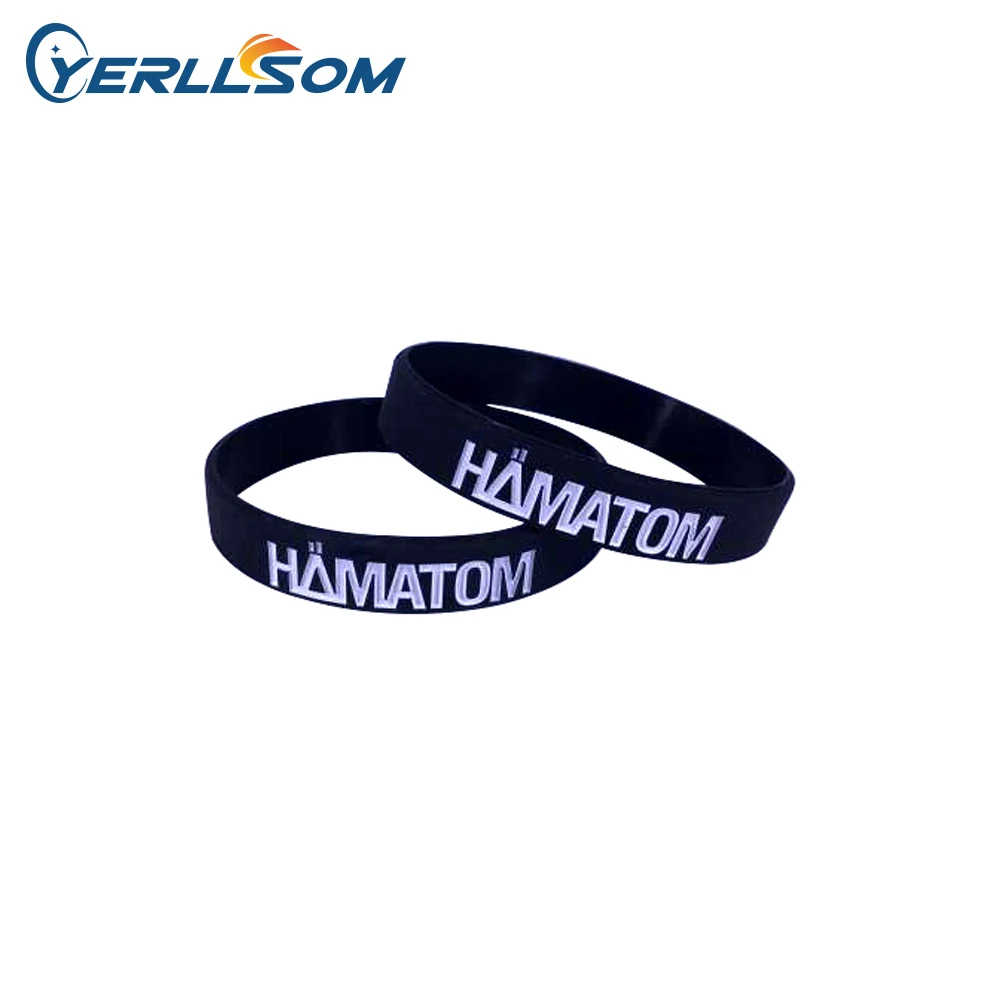 Фото 10000PCS/Lot High Quality 1/2 inch Engrave and ink Filled YERLLSOM Rubber silicone bracelets with filled logo YS19070405 | Украшения и
