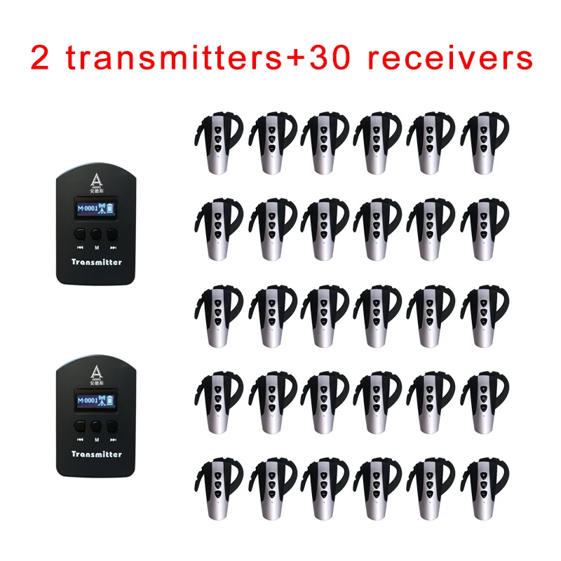 Wireless Audio Tour Guide System ( 2 Transmitters + 30 Earhook Receivers + 32 socket charging case ) / For Church umrah & hajj
Wireless Audio Tour Guide System ( 2 Transmitters + 30 Earhook Receivers + 32 socket charging case ) / For Church umrah & hajj