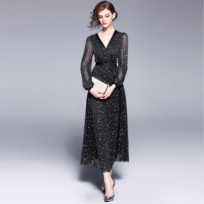 Spring Summer 2019 Hollow Out Party Work Slimming Sweet Stars Dresses Women Casual See-through Lantern Sleeves Belted Long Dress
Spring Summer 2019 Hollow Out Party Work Slimming Sweet Stars Dresses Women Casual See-through Lantern Sleeves Belted Long Dress