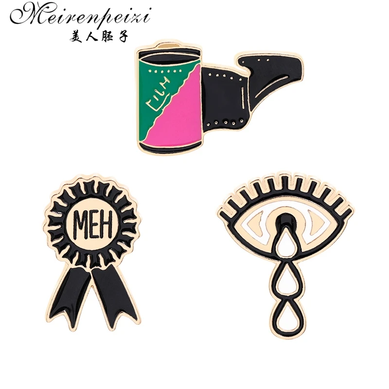 Meirenpeizi Meh Tie Eyes pins Badges Brooches Lapel pin Enamel Pins and for Women Men Backpack Bag Accessories | Украшения и