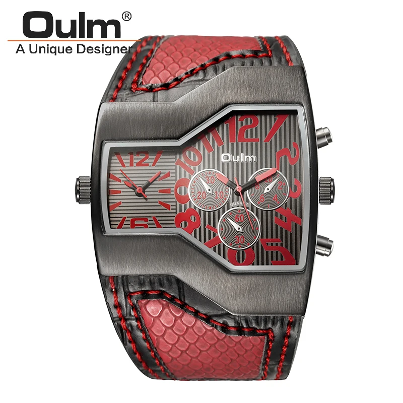 Мужские кварцевые часы Oulm спортивные с несколькими временными зонами для спорта