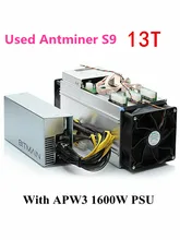 Usado bitmian s9 13th/s com apw3 1600 w asic bitcoin btc mineiro antminer s9 16nm btc mineiro econômico do que whatsminer m3 m3x(China)
