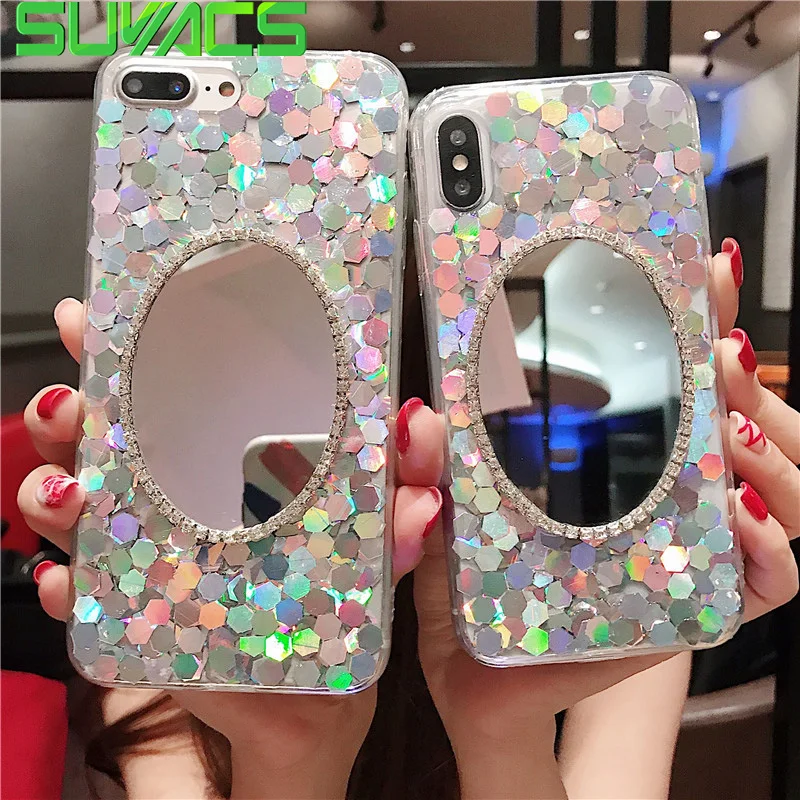 SUYACS DIY Mirror Sequin Case For iPhone X 5 5S SE 6 6S 7 8 Plus Epoxy Soft Fashion Protective Phone Back Cover Case Coque Bags
SUYACS DIY Mirror Sequin Case For iPhone X 5 5S SE 6 6S 7 8 Plus Epoxy Soft Fashion Protective Phone Back Cover Case Coque Bags