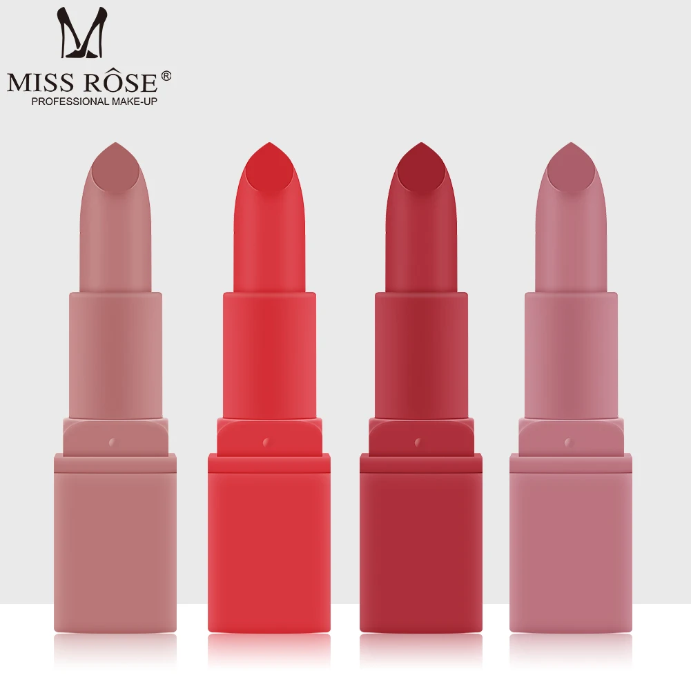 MISS ROSE 12 Colors Matte Pink Natural Makeup Long Lasting Lipstick Waterproof Lips Make up Cosmetic Not Fade Lip Balm TSLM2