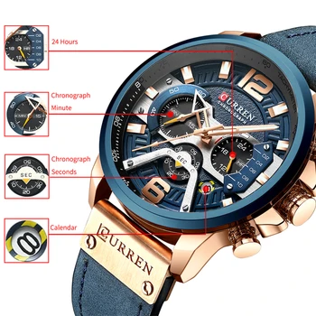 CURREN New Arrival Brand Men Military Sport Watches Men's Quartz Clock Leather Strap Waterproof Date Wristwatch Reloj Hombre
CURREN New Arrival Brand Men Military Sport Watches Men's Quartz Clock Leather Strap Waterproof Date Wristwatch Reloj Hombre