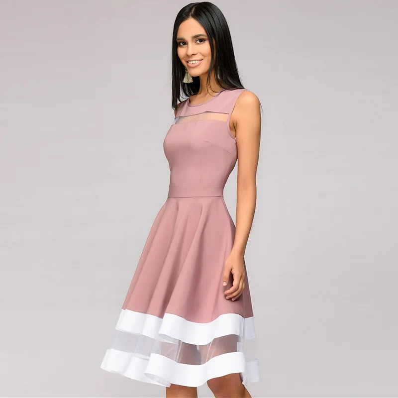 White Mesh Patchwork A-line Women's Midi Dress Pleated O-neck Sleeveless Elegant Transparent 2019 Summer Fashion Dresses Women
White Mesh Patchwork A-line Women's Midi Dress Pleated O-neck Sleeveless Elegant Transparent 2019 Summer Fashion Dresses Women
