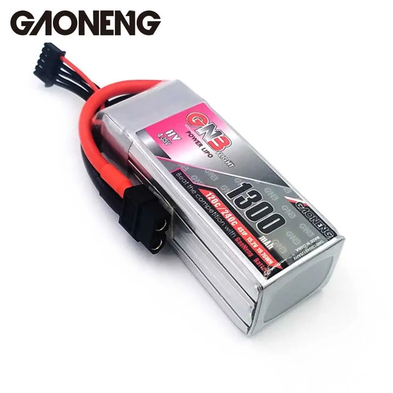 GaoNeng GNB 4S 15.2V 1300mAh 120C 4.35V HV Rechargeable Lipo Battery XT60 Plug Connector for Racing Drone RC Models Power Accs
GaoNeng GNB 4S 15.2V 1300mAh 120C 4.35V HV Rechargeable Lipo Battery XT60 Plug Connector for Racing Drone RC Models Power Accs