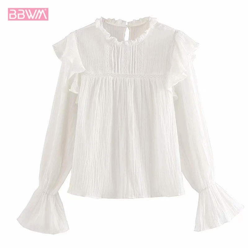 White Round Neck Horn Sleeves Female Shirt 2019 Summer Chiffon Harajuku College Wind Cute Women's Shirt Tops
White Round Neck Horn Sleeves Female Shirt 2019 Summer Chiffon Harajuku College Wind Cute Women's Shirt Tops