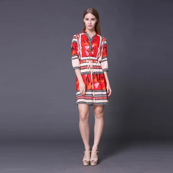 2018 Newest Spring&Summer Stand Neck Striped Print Three Quarter Sleeve Collect Waist Above Knee Dress Women
2018 Newest Spring&Summer Stand Neck Striped Print Three Quarter Sleeve Collect Waist Above Knee Dress Women