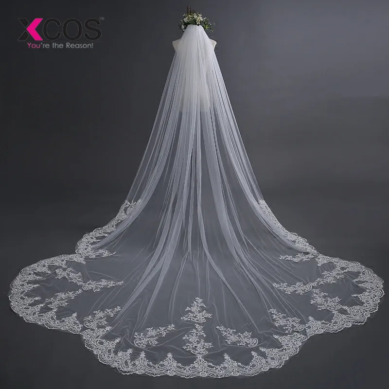 Wedding Accessories 2018 Appliques Tulle Long Cathedral Wedding Veil Lace Edge Bridal Veil with Comb veu de noiva longo
Wedding Accessories 2018 Appliques Tulle Long Cathedral Wedding Veil Lace Edge Bridal Veil with Comb veu de noiva longo