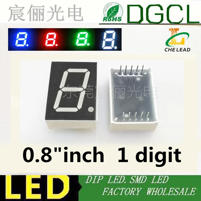0.8"in 0.8inch RED/GREEN/BLUE/WHITE 7 Segment LED Display digital display 0.8 inches 1 Bit Digital Tube cathode/anode display
0.8"in 0.8inch RED/GREEN/BLUE/WHITE 7 Segment LED Display digital display 0.8 inches 1 Bit Digital Tube cathode/anode display