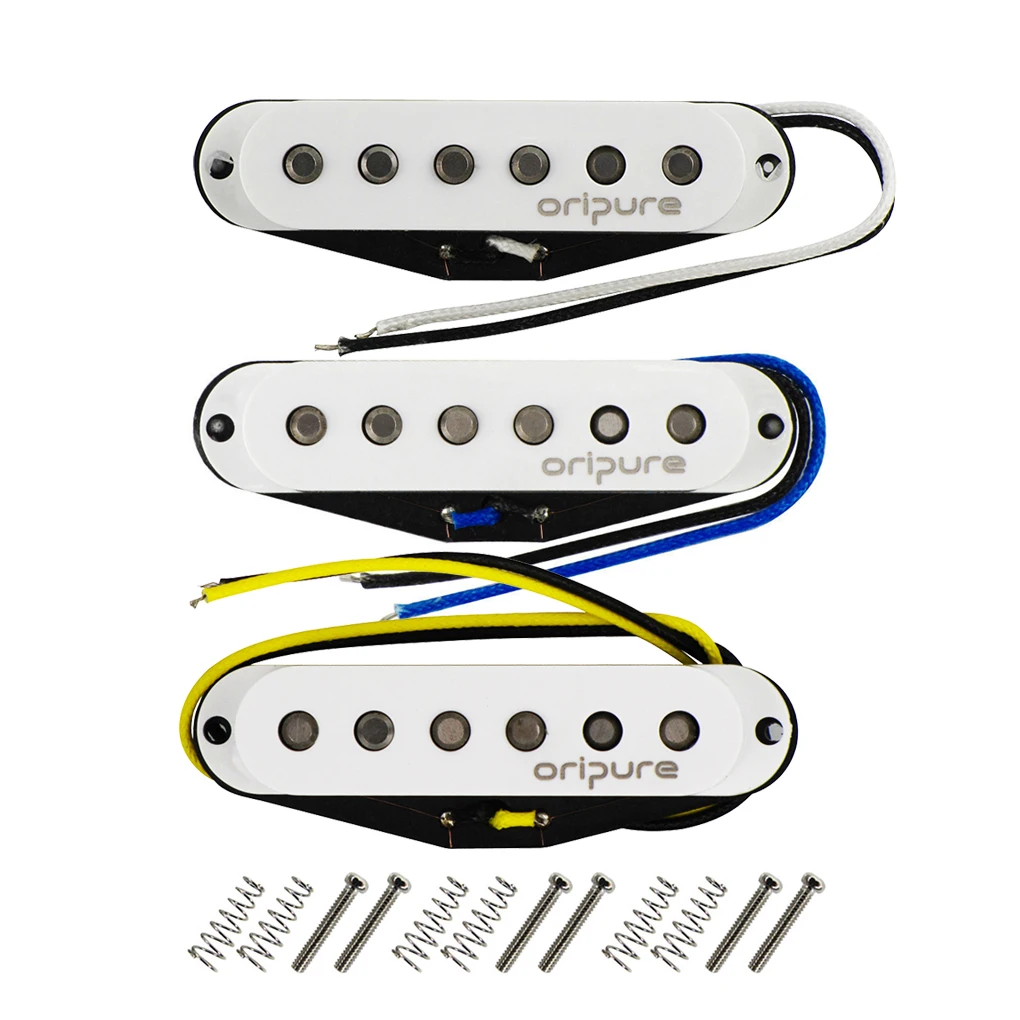 OriPure 3PCS/Set of Vintage Alnico 5 Pickup Guitar Single Coil Pickup Neck/Middle/Bridge Staggered for FD Strat White Color
OriPure 3PCS/Set of Vintage Alnico 5 Pickup Guitar Single Coil Pickup Neck/Middle/Bridge Staggered for FD Strat White Color