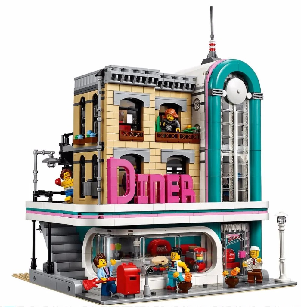 

LEPIN 15037 The Downtown Diner Set Genuine 2778Pcs Streetview Series 10260 Building Blocks Bricks Compatible With Legoings