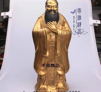 China Confucianism Bronze Copper 24K Gold Confucius Philosopher Kong zi Statue
China Confucianism Bronze Copper 24K Gold Confucius Philosopher Kong zi Statue