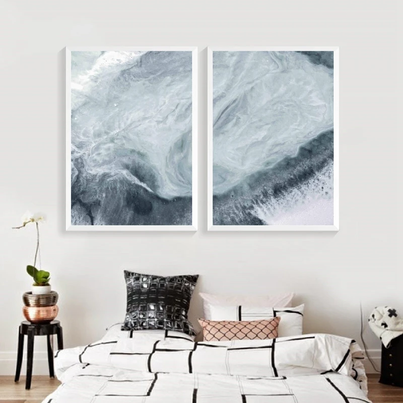 Ocean Blue Wall Art Prints Bedroom Decor