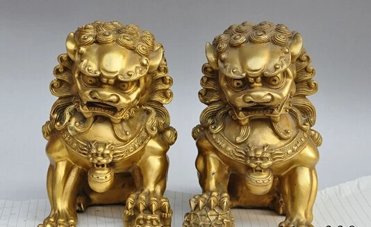 xd 002720 9"Chinese Brass Folk Fengshui Foo Fu Dog Guardian Lion sculpture Statue Pair
xd 002720 9"Chinese Brass Folk Fengshui Foo Fu Dog Guardian Lion sculpture Statue Pair