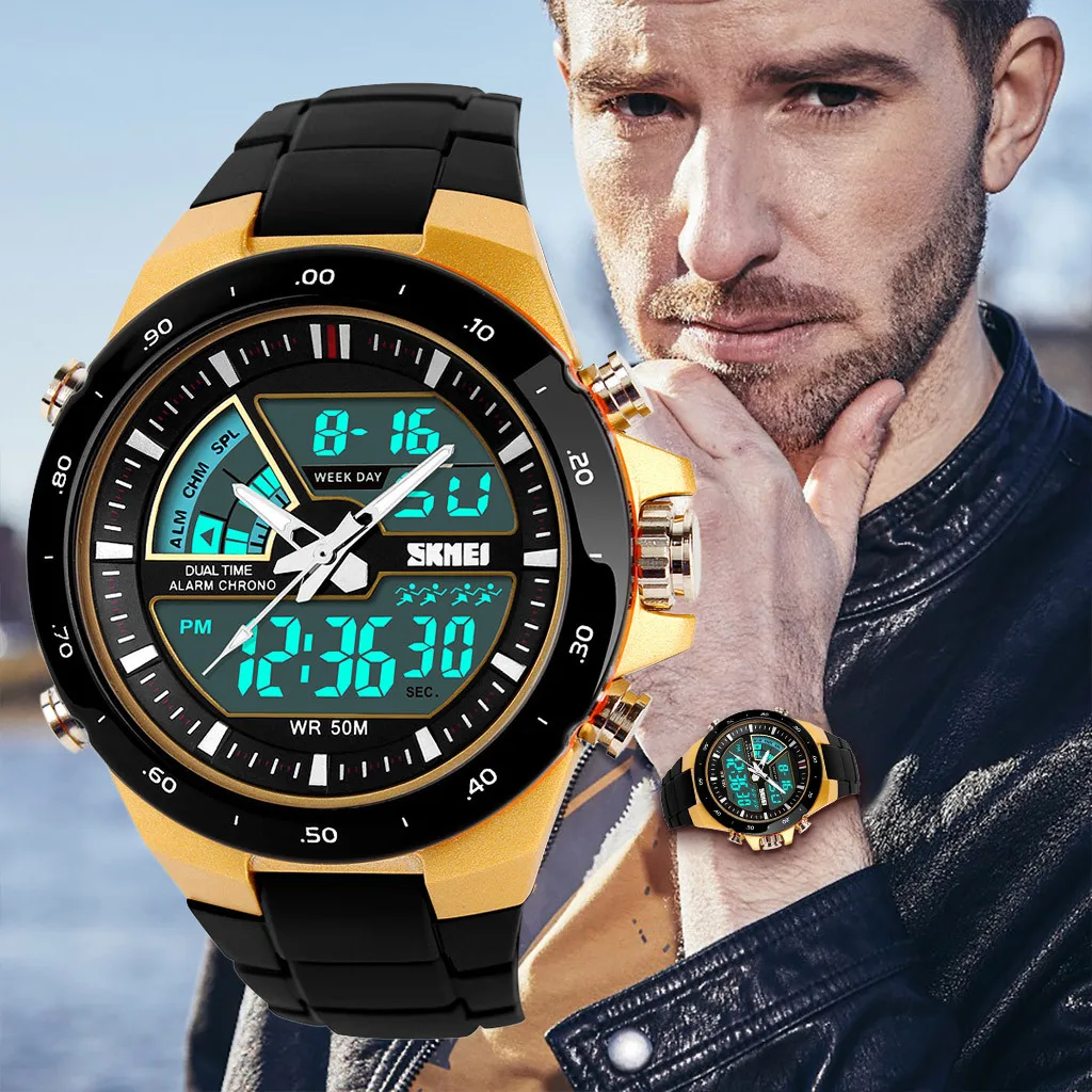 High quality men's sports military Electronic digital big dial date chronograph analog resin waterproof watch for swim
High quality men's sports military Electronic digital big dial date chronograph analog resin waterproof watch for swim