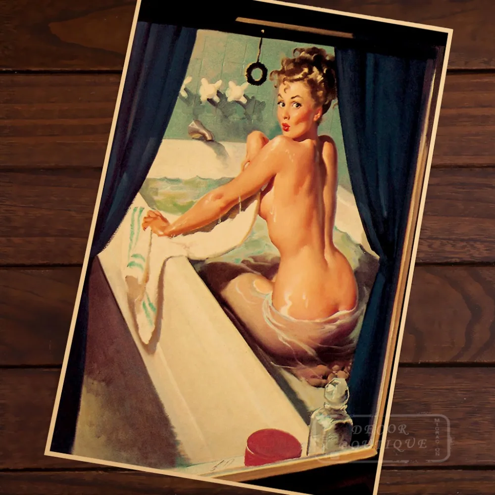 Pop Sexy Bath Tub Vintage Pin-up Girl Poster Classic Retro Kraft Canvas Maps Wall Sticker Home Bar Posters DIY Decor Gift 
Pop Sexy Bath Tub Vintage Pin-up Girl Poster Classic Retro Kraft Canvas Maps Wall Sticker Home Bar Posters DIY Decor Gift