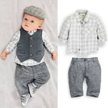 2015 fashion New Newborn baby boy Grey Waistcoat + Pants + Shirts clothes sets Suit
2015 fashion New Newborn baby boy Grey Waistcoat + Pants + Shirts clothes sets Suit