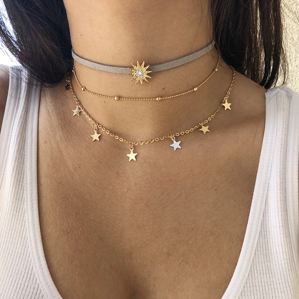 AILEND 3pcs/set of new accessories fashion multi-layer necklace five-pointed star sun necklace bead chain jewelry
AILEND 3pcs/set of new accessories fashion multi-layer necklace five-pointed star sun necklace bead chain jewelry