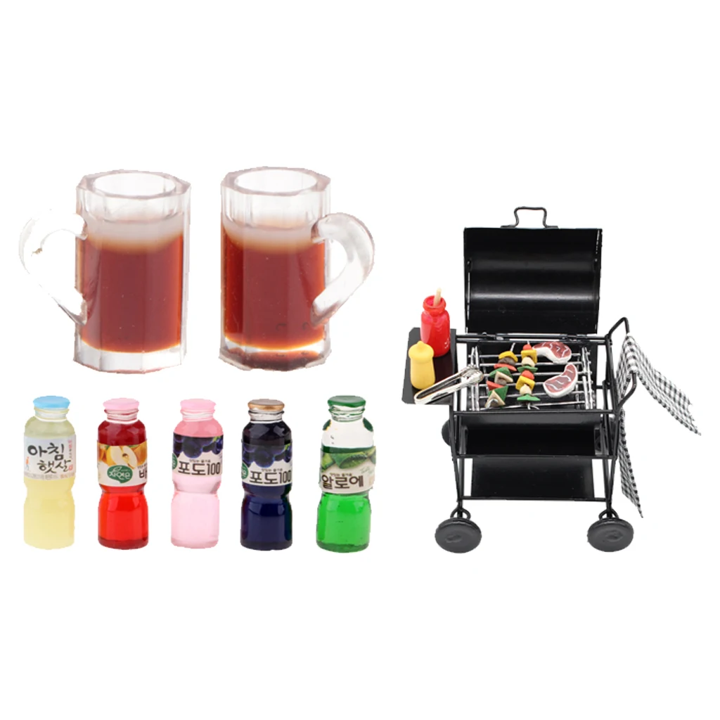 1/12 Dollhouse Miniature Barbecue Furniture BBQ Grill Set with Drink Bottles for Doll House Fairy Garden Life Scenes Decor
1/12 Dollhouse Miniature Barbecue Furniture BBQ Grill Set with Drink Bottles for Doll House Fairy Garden Life Scenes Decor
