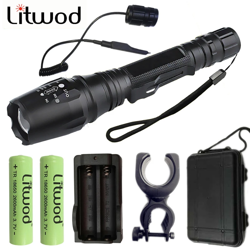 

Litwod Z20V5 LED Flashlight Torch XM-L2 & T6 Zoomable Led Torch For 2x18650 battery Aluminum Hunting light Linternas
