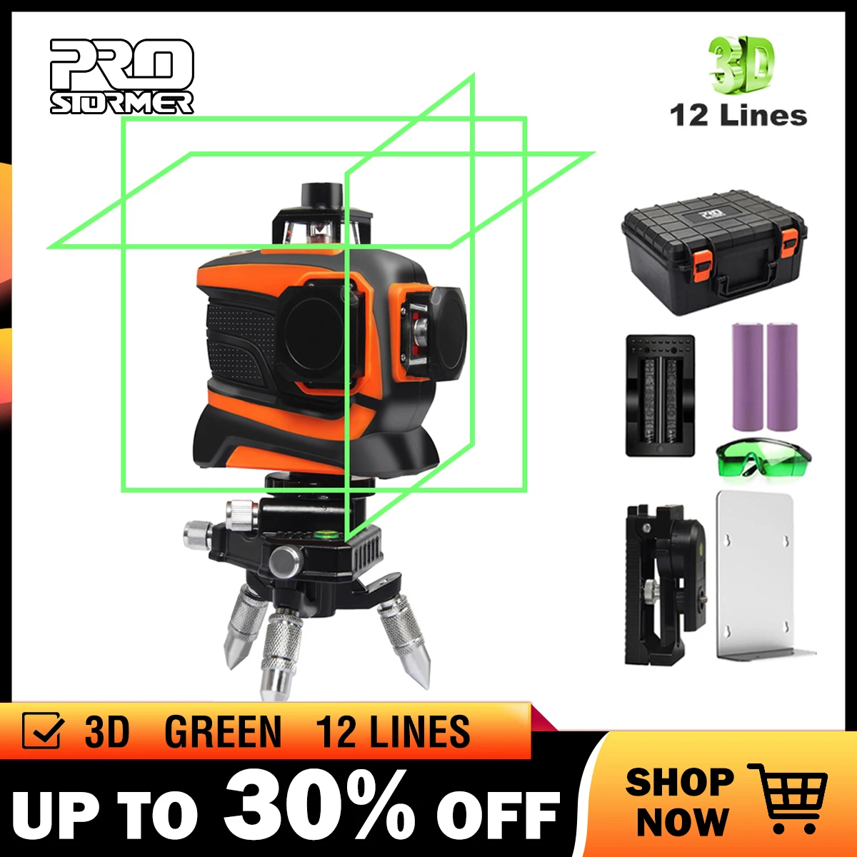 Prostormer Green Laser Level 3D 12 Line Self-Leveling Professional Nivel Laser Line 360 Autonivelante Graus Horizontal Vertical
Prostormer Green Laser Level 3D 12 Line Self-Leveling Professional Nivel Laser Line 360 Autonivelante Graus Horizontal Vertical