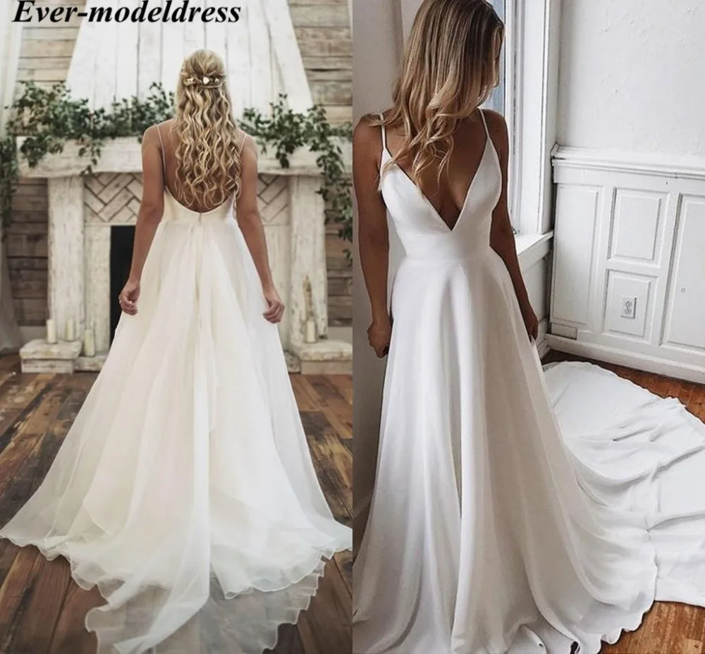 2019 Country Backless Wedding Dresses Spaghetti Sweep Train Chiffon Garden Beach Bridal Gowns robe de mariee Simple Cheap Summer
2019 Country Backless Wedding Dresses Spaghetti Sweep Train Chiffon Garden Beach Bridal Gowns robe de mariee Simple Cheap Summer