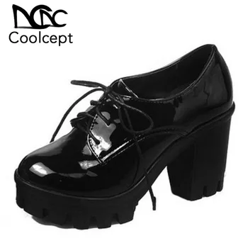 Coolcept New Women Pumps Patenet Leather Shine Spring Shoes Women Fashion Thick Heels Platform Women Footwear Size 34-43
Coolcept New Women Pumps Patenet Leather Shine Spring Shoes Women Fashion Thick Heels Platform Women Footwear Size 34-43
