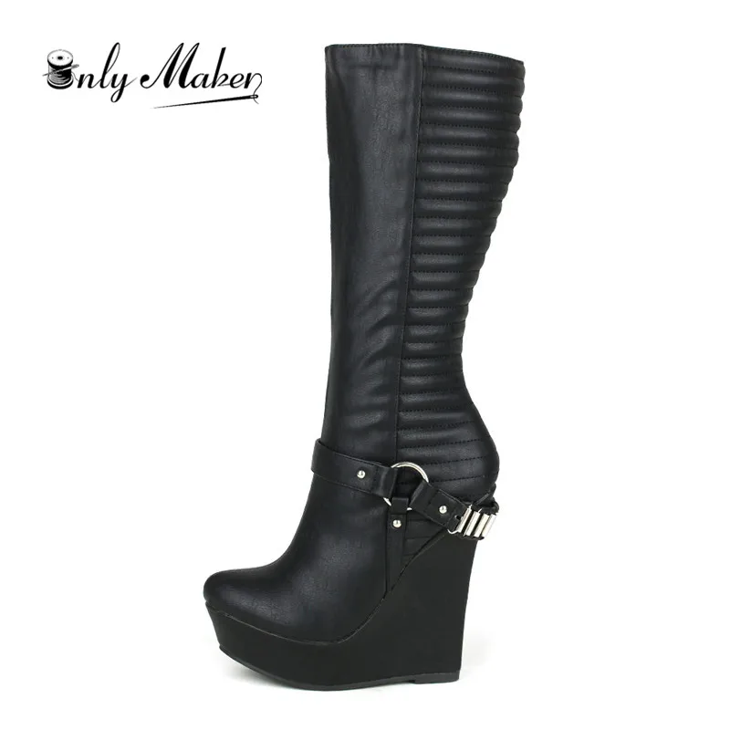 Onlymaker Women's Wedge Winter Fashion Black Knee High Boots Handmade Soft Leather For Party Dress Big Size Zipper Women Boots
Onlymaker Women's Wedge Winter Fashion Black Knee High Boots Handmade Soft Leather For Party Dress Big Size Zipper Women Boots