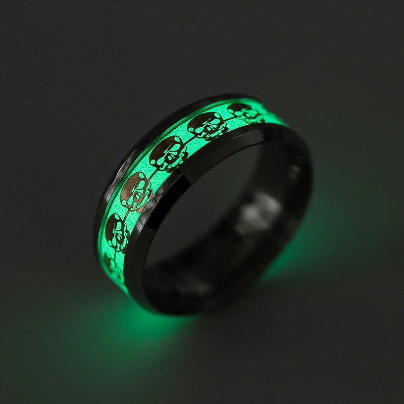 Hot Sale 316L Steel Metal Hiphop Rock Skeleton Luminous Glow In The Dark Simple Skull Black Rings For Gothic Punk Men Biker Gift
Hot Sale 316L Steel Metal Hiphop Rock Skeleton Luminous Glow In The Dark Simple Skull Black Rings For Gothic Punk Men Biker Gift