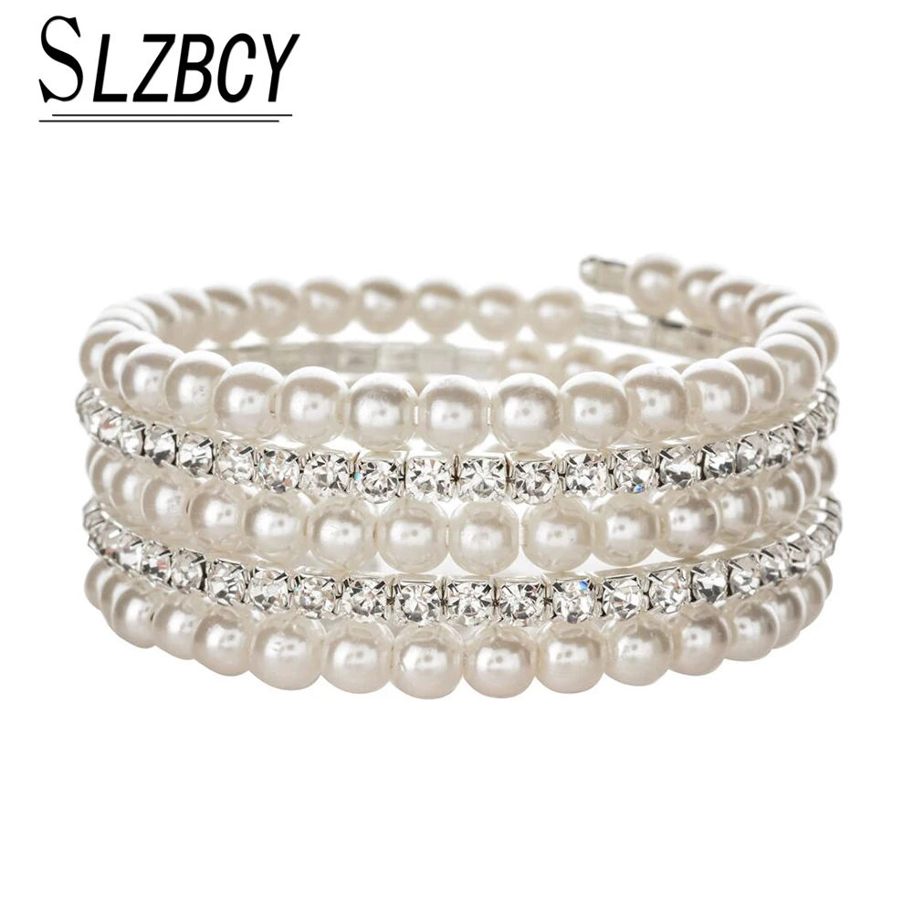 SLZBCY Luxury Multilayer Rhinestones Pearl Bracelets Bangles for Women Crystal Adjustable Round Wristband Cuff Jewelry
SLZBCY Luxury Multilayer Rhinestones Pearl Bracelets Bangles for Women Crystal Adjustable Round Wristband Cuff Jewelry