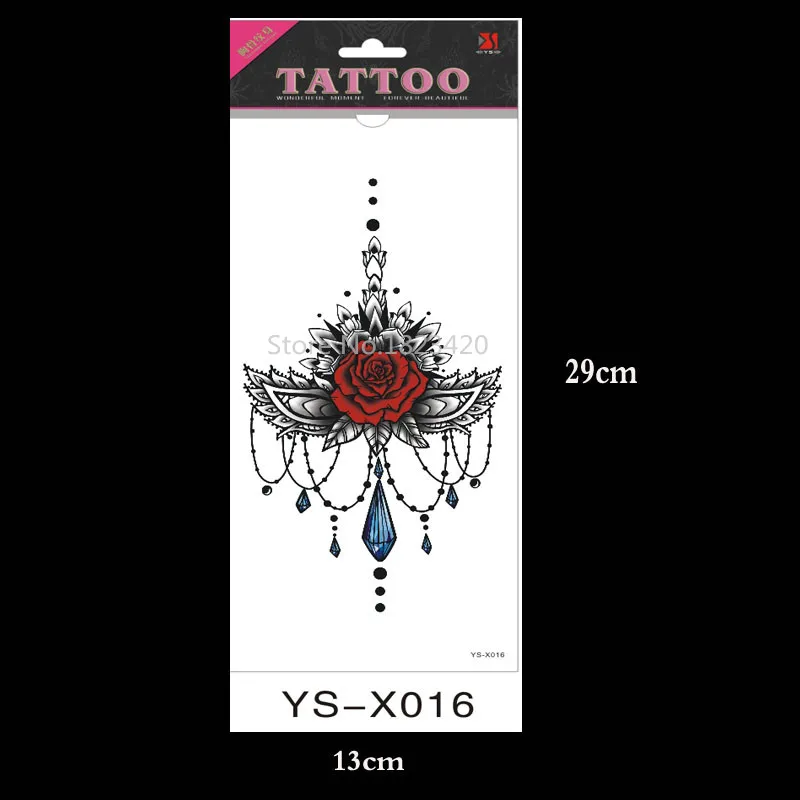 YS X016 New Arrival Waterproof Red Rose Under Breast Tattoo Sexy Women