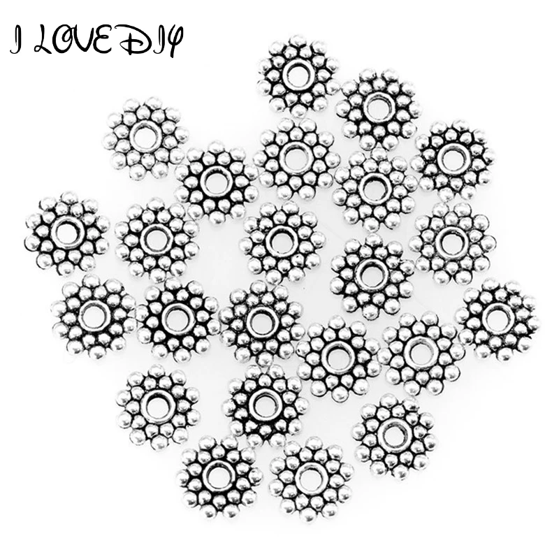 Wholesale100pcs/lot Tibetan Silver Flower Spacer Beads Round Metal Daisy Wheel Spacers 8mm for Jewelry Making 8mm,hole is 2mm.
Wholesale100pcs/lot Tibetan Silver Flower Spacer Beads Round Metal Daisy Wheel Spacers 8mm for Jewelry Making 8mm,hole is 2mm.