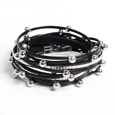 Multi-layer Boho Pearl PU leather Bracelet For Men's Women's retro punk casual jewelry magnet clasp bracelets accessories B79
Multi-layer Boho Pearl PU leather Bracelet For Men's Women's retro punk casual jewelry magnet clasp bracelets accessories B79