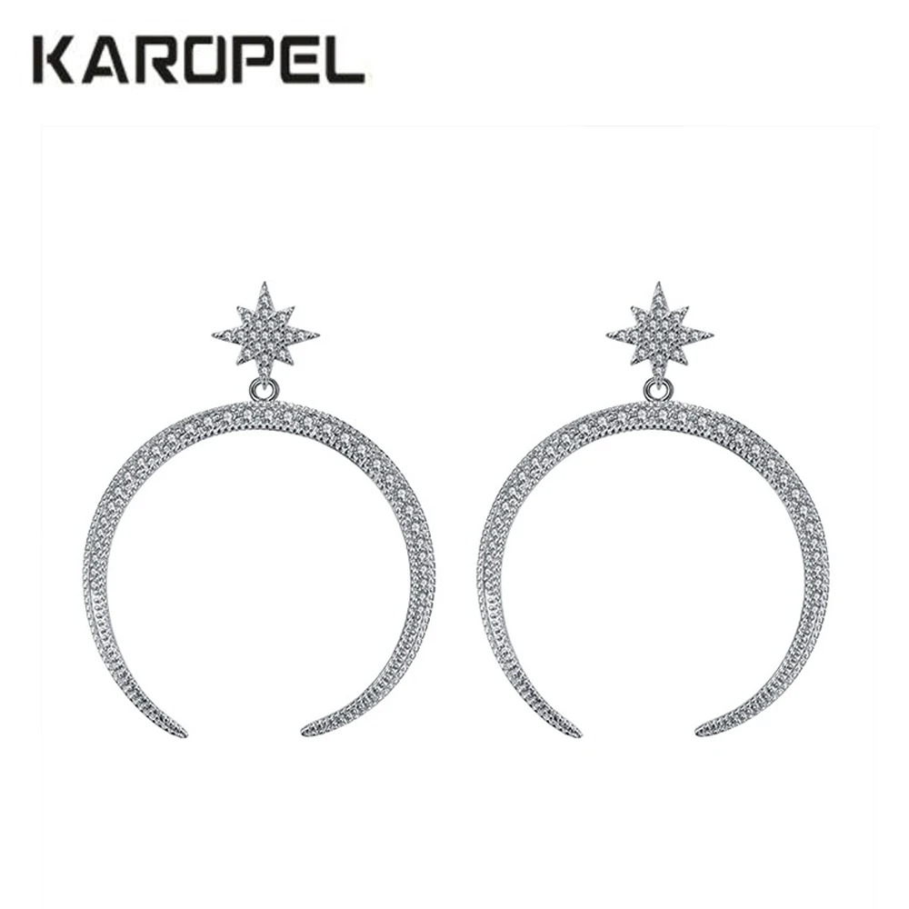 Karopel Top Quality Luxury Mirco Paved Zircon C Shaped Star Needle Stud Earrings Gift For Women Brincos Fine jewelry
Karopel Top Quality Luxury Mirco Paved Zircon C Shaped Star Needle Stud Earrings Gift For Women Brincos Fine jewelry